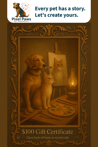 Pixel Paws Portraits Gift Certificates Pixel Paws Pet Portraits