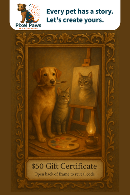 Pixel Paws Portraits Gift Certificates Pixel Paws Pet Portraits